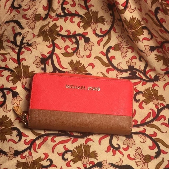 Orange and Brown Michael Kors Purse and Wallet Set - Picture 3 of 4
